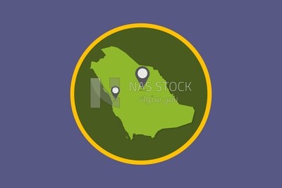 Pins on a map, graphics, icons, vector illustrator.