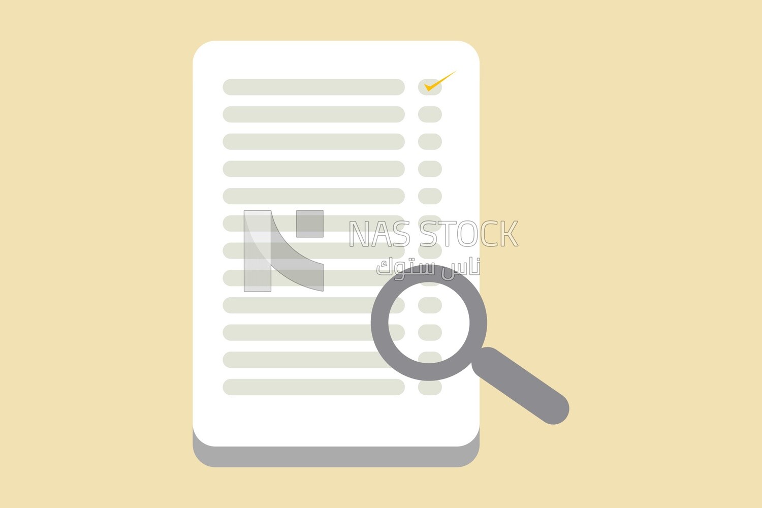 Search icon on paper, graphics, icons, vector illustrator.