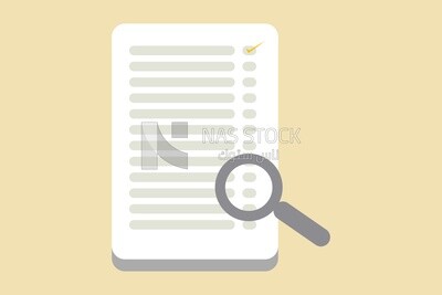 Search icon on paper, graphics, icons, vector illustrator.