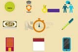 Different icons on the same background, graphics, icons, vector illustrator.