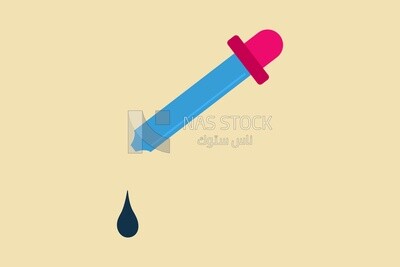 Pipette with a drop of medicine, graphics, icons, vector illustrator.