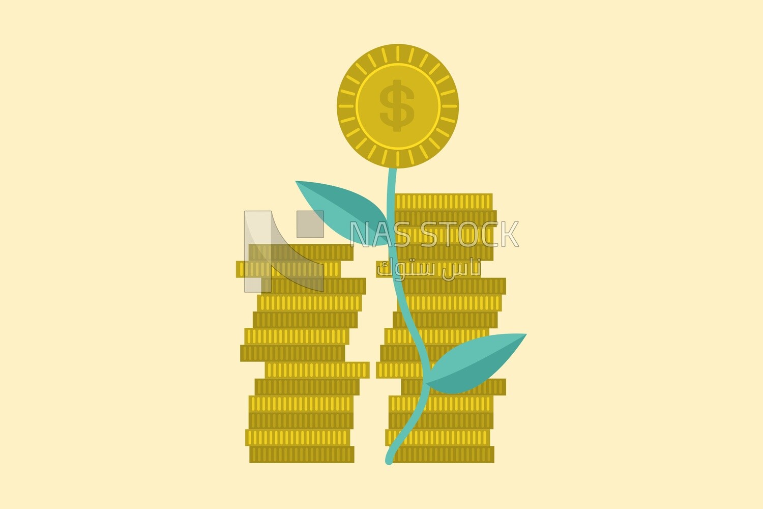 Coins in a flower shape, graphics, icons, vector illustrator.