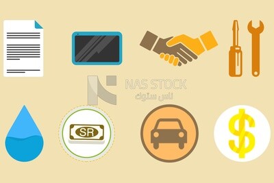 Different icons on the same background, graphics, icons, vector illustrator.