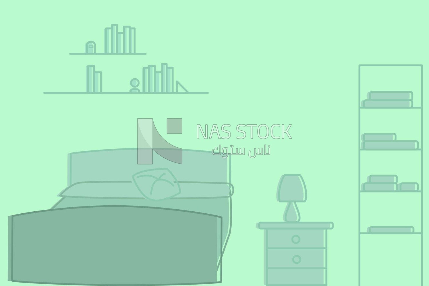 View of bedroom icons, wallpaper, vector illustrator