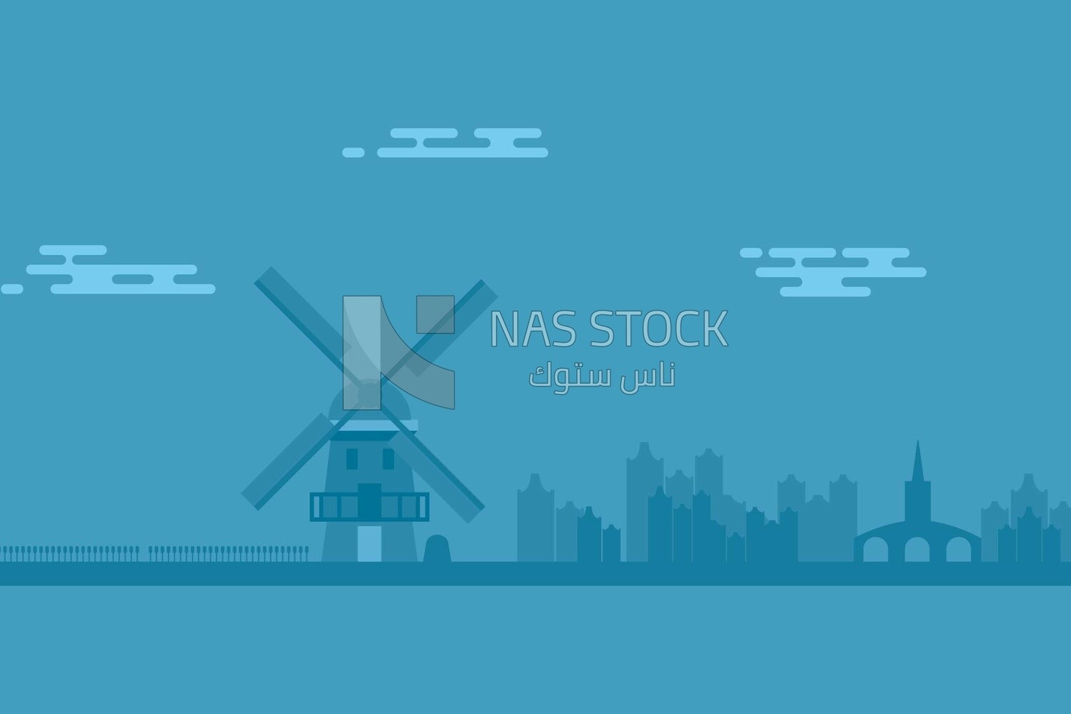 View of buildings in the city, wallpaper, vector illustrator