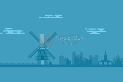View of buildings in the city, wallpaper, vector illustrator