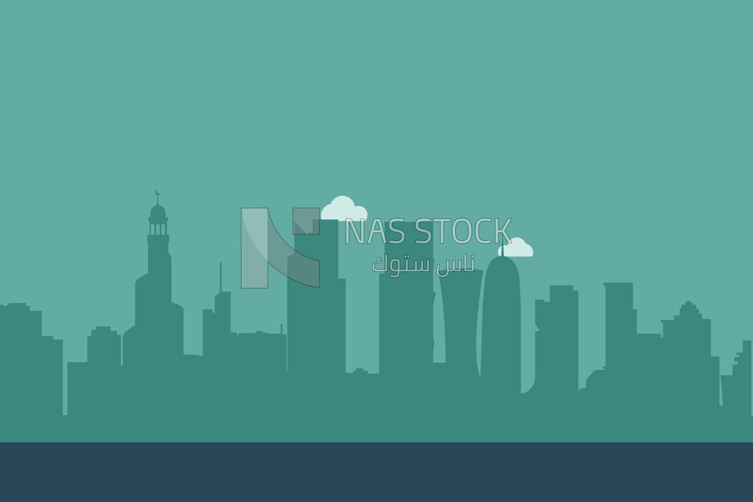 View of buildings, wallpaper, vector illustrator