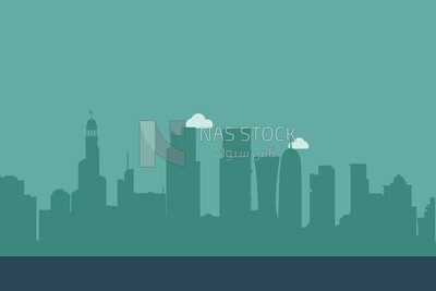 View of buildings, wallpaper, vector illustrator