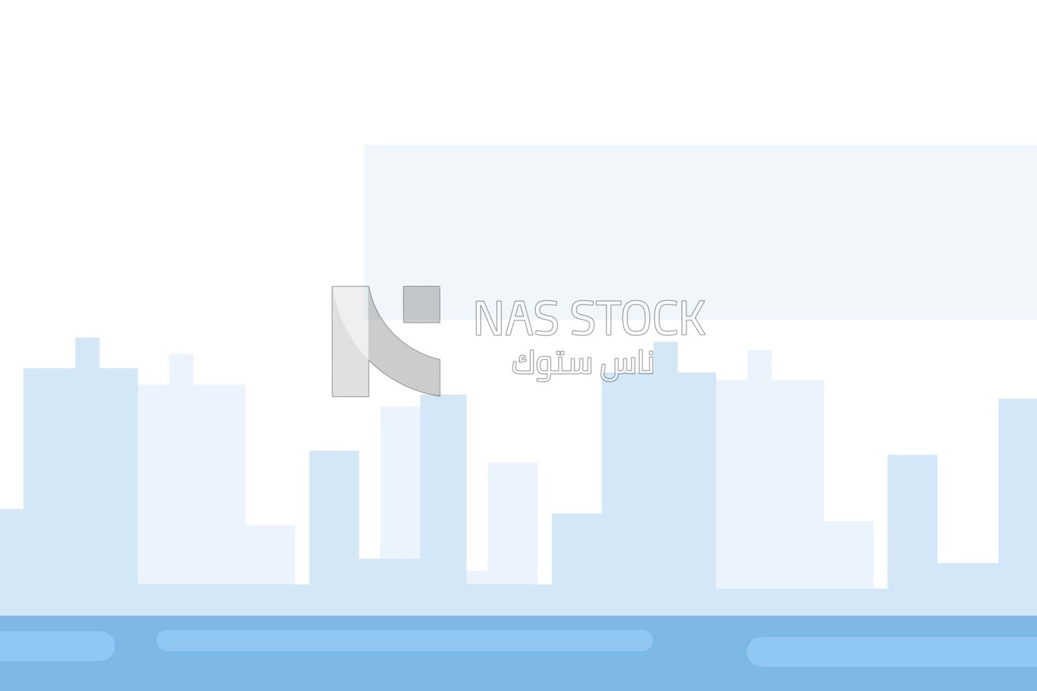 View of blue buildings on the city, wallpaper, vector illustrator