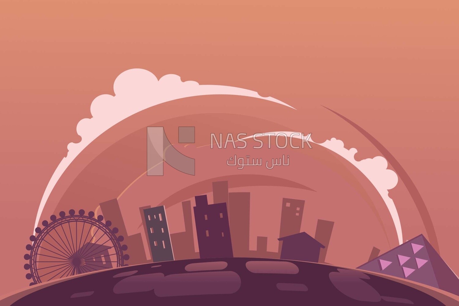 View of the city, wallpaper, vector illustrator