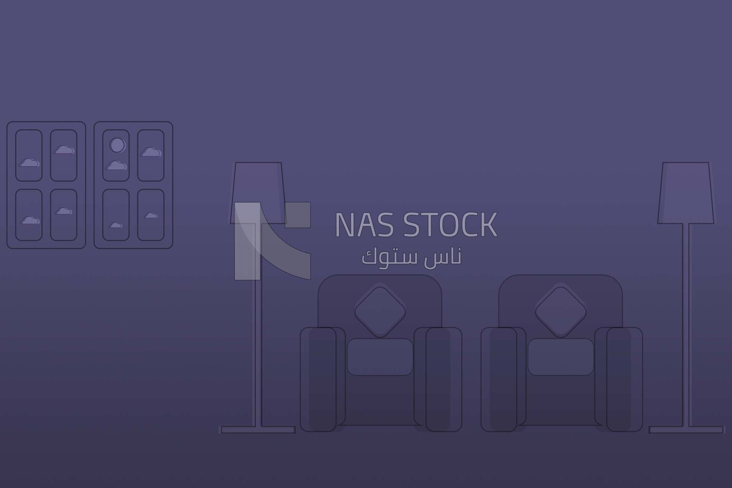 View of living room, wallpaper, vector illustrator