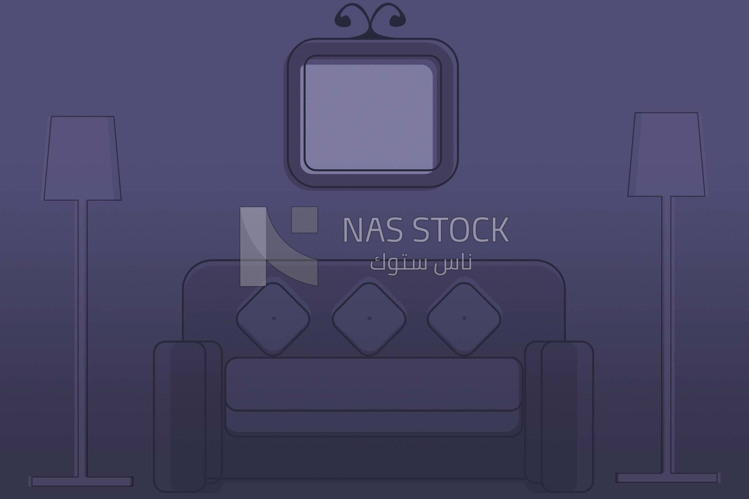 View of living room, wallpaper, vector illustrator