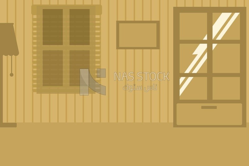 View of bedroom, wallpaper, vector illustrator