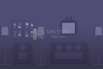 View of living room, wallpaper, vector illustrator