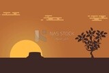 View of forest at night, wallpaper, vector illustrator