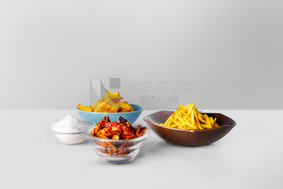 Fried corn flakes with potato chips