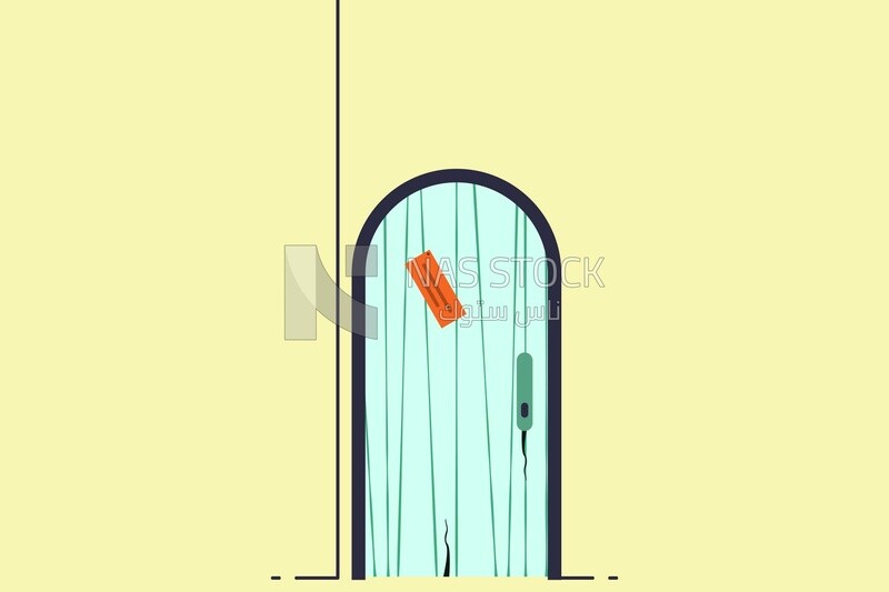 Green door, graphics, icons, vector illustrator.