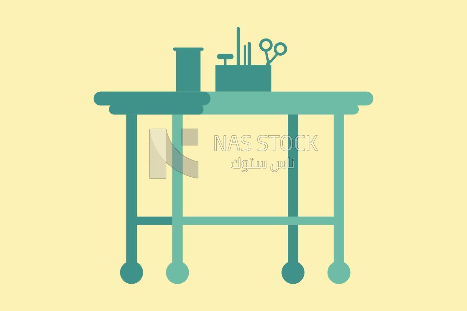 Table with doctor tools, icons and templates, vector illustrator