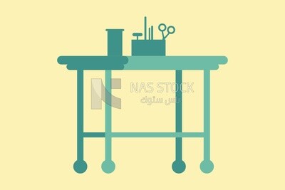 Table with doctor tools, icons and templates, vector illustrator