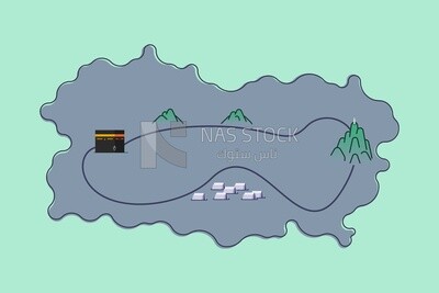 منظر الكعبة و جبال ، رسومات ، أيقونات ، فيكتور اليستريتور