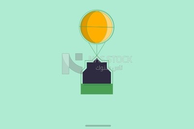 Islamic star icon hanging in balloon, icons and templates, vector illustrator