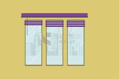 Window with curtains, icons and templates, vector illustrator