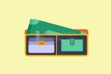 Wallet with money on it, icons, templates and vector illustrator