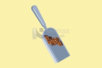 Spoon with coffee beans, icons and templates, vector illustrator