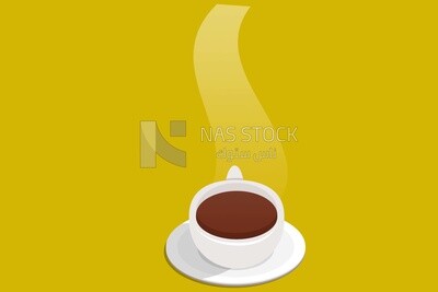 View of a cup of coffee from the top, icons and templates, vector illustrator