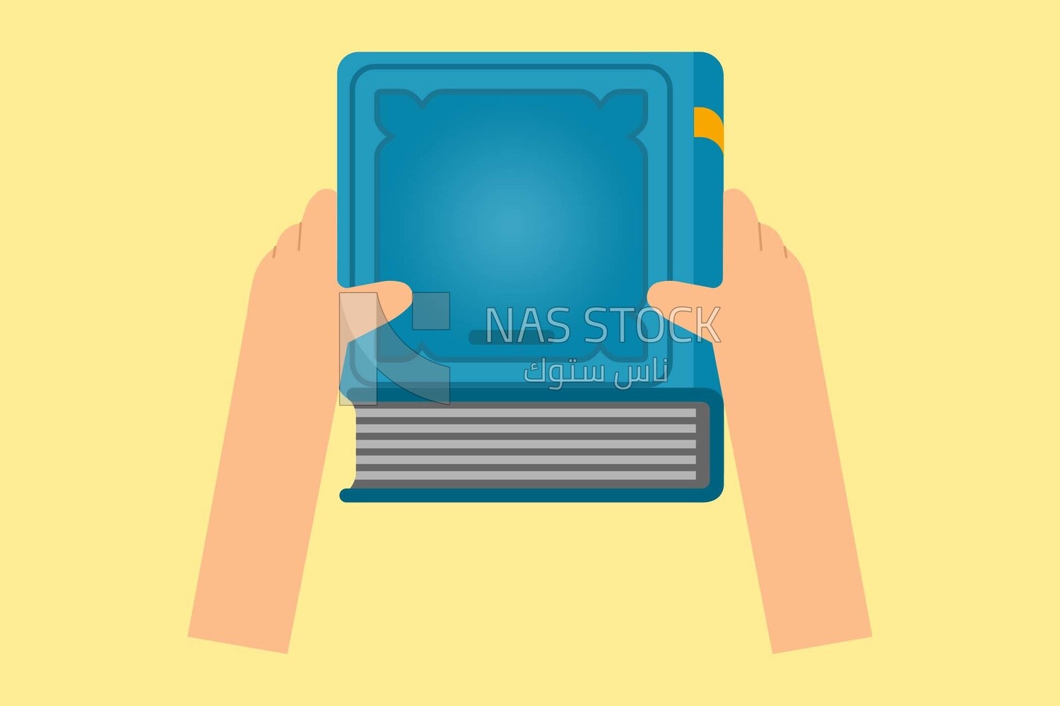 Hand holding a book, icons and templates, vector illustrator