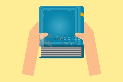 Hand holding a book, icons and templates, vector illustrator