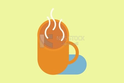 View of a cup of coffee from the top, icons and templates, vector illustrator