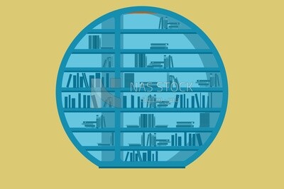 Shelf with books on it, graphics, icons, vector illustrator.
