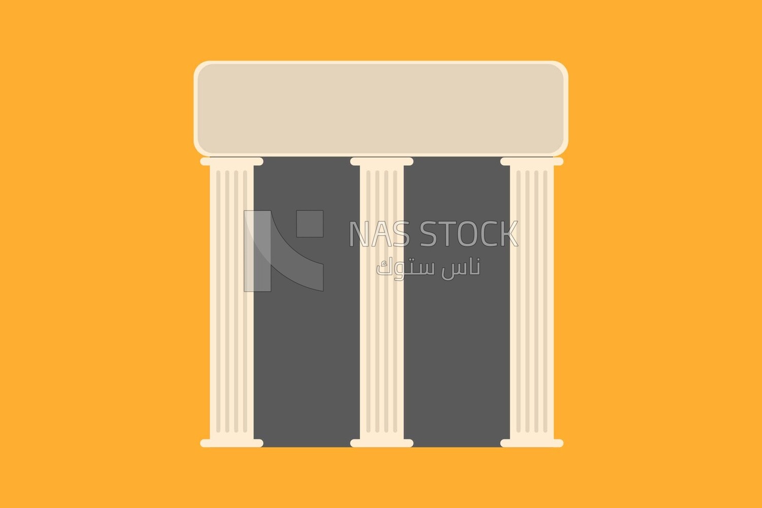 Antique temple with columns, icons and templates, vector illustrator