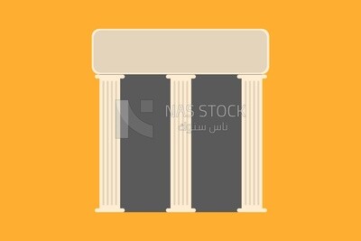 Antique temple with columns, icons and templates, vector illustrator