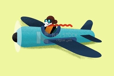 Character of a man riding a plane, icons and templates, vector illustrator