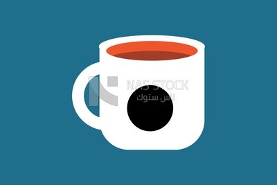 View of a cup of coffee from the top, icons and templates, vector illustrator