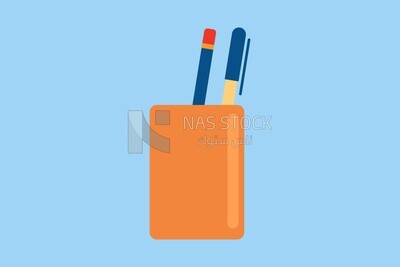 Pen holder, graphics, icons, vector illustrator.