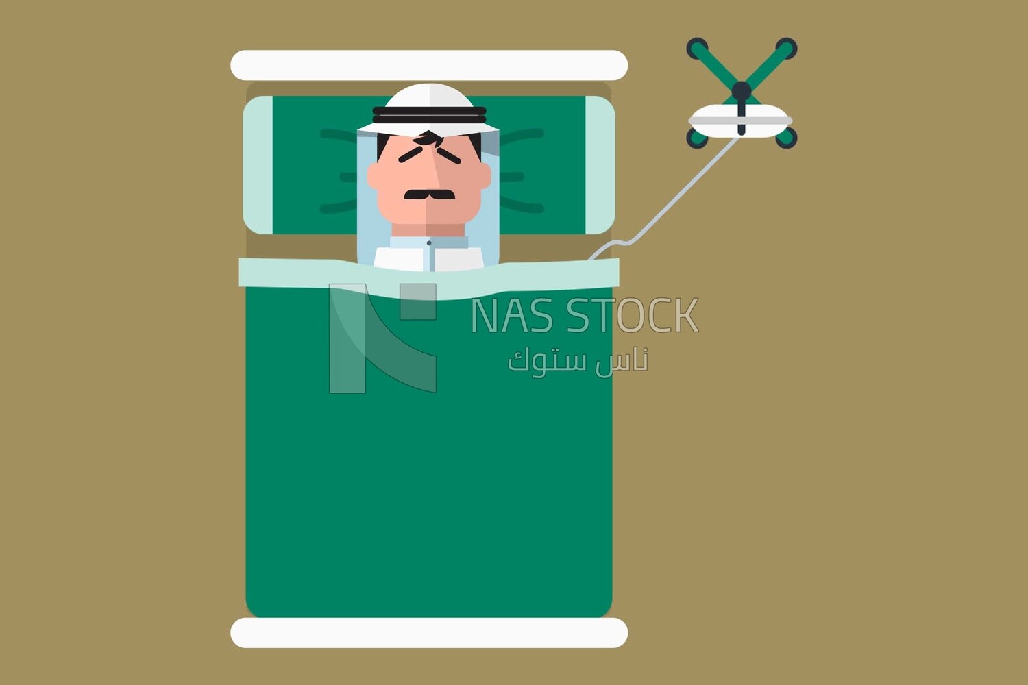Sick Gulf man lies in bed