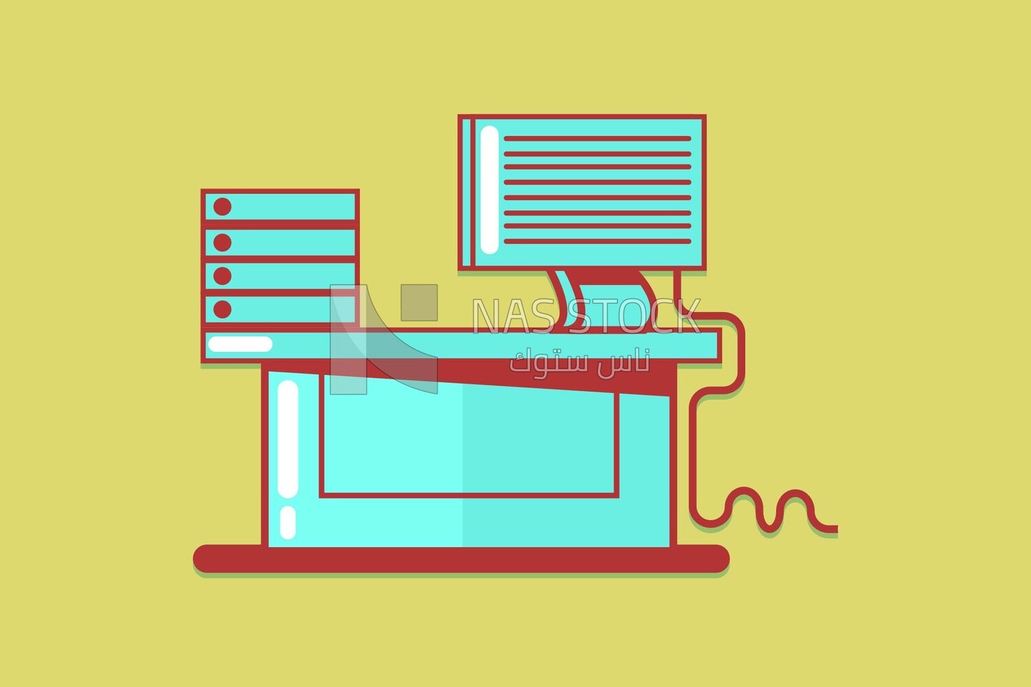 Desk with a computer screen