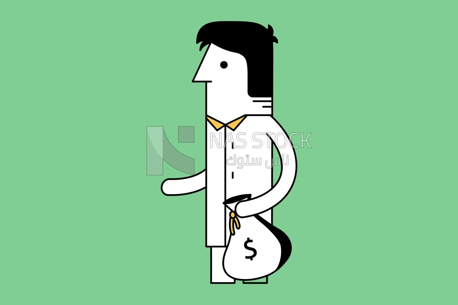 Character of a man carrying a bag of money