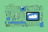 Technology concept and computer chip electronic circuit