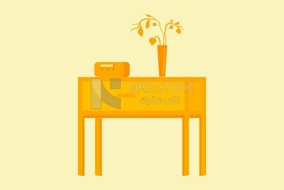 Wooden chest of drawers with vase