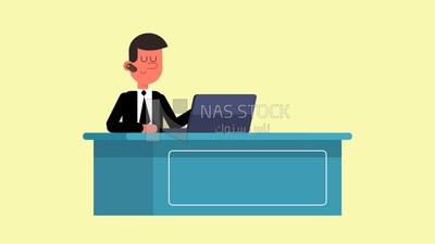 Employee sitting at his desk