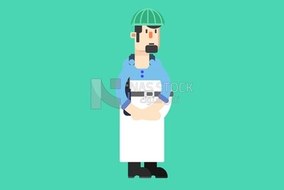 Worker in a meat factory