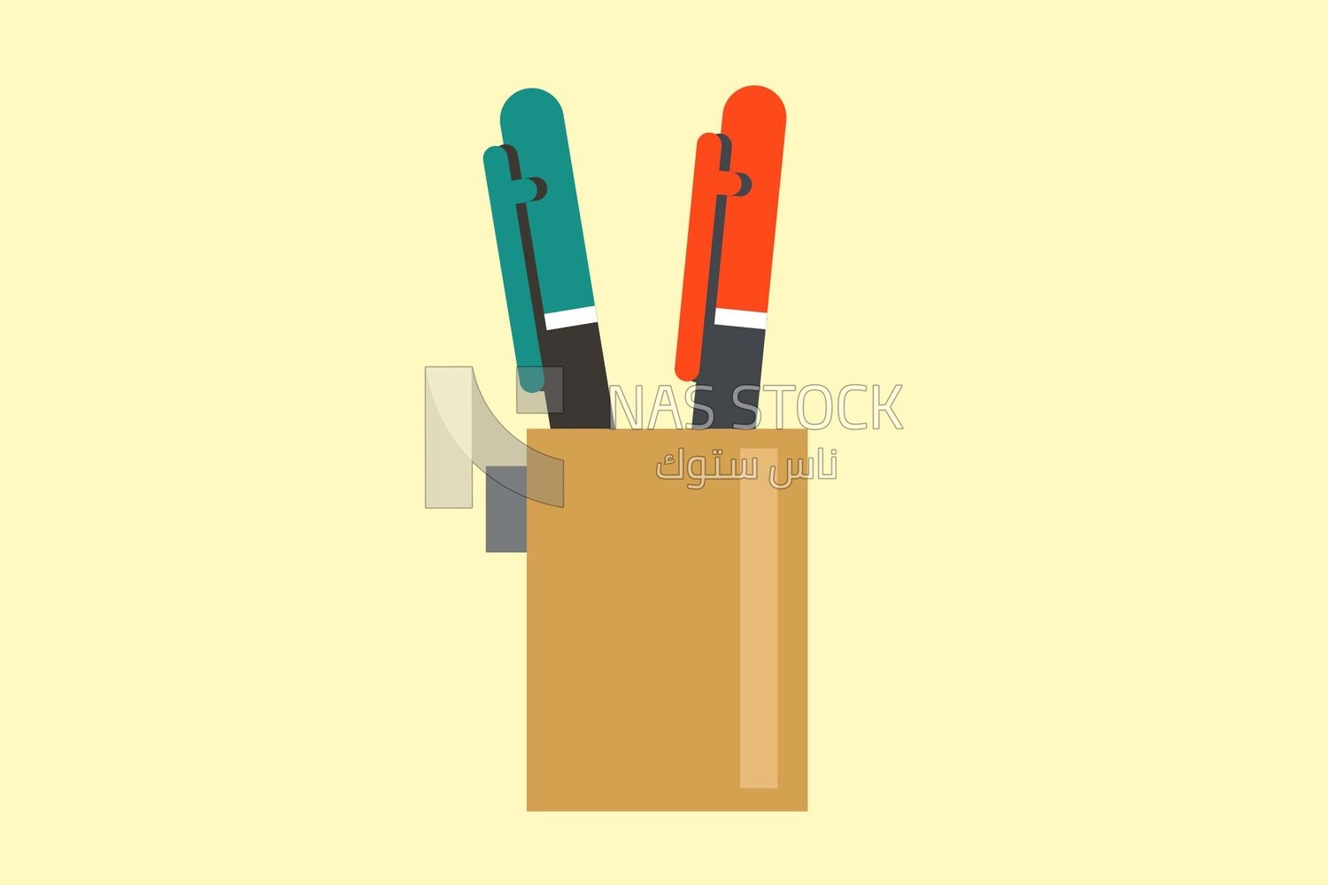 Pen holder with two pens