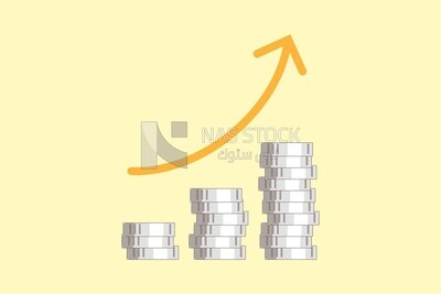 Upward arrow represents inflation