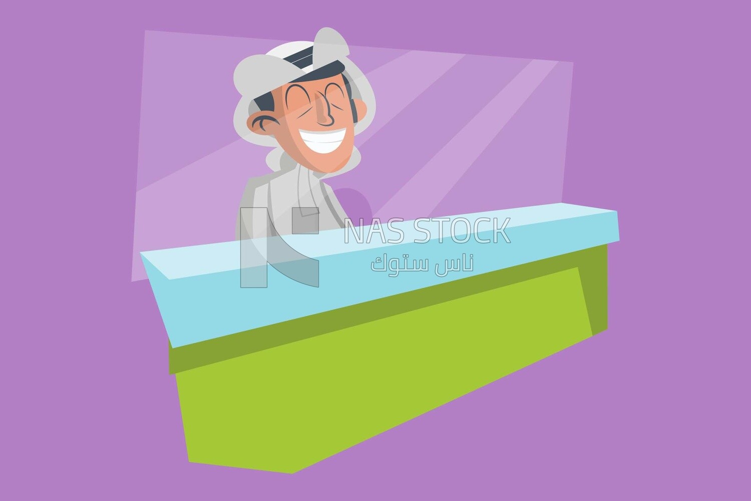 Gulf employee sitting at his desk