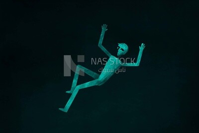 Abstract art of a person falling