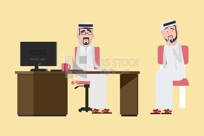 Gulf employee sitting at his desk receives the client
